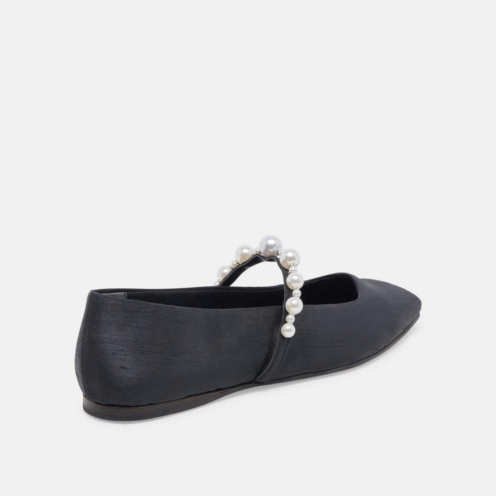 Dolce Vita Roxana Pearl Ballet Flats Onyx Satin