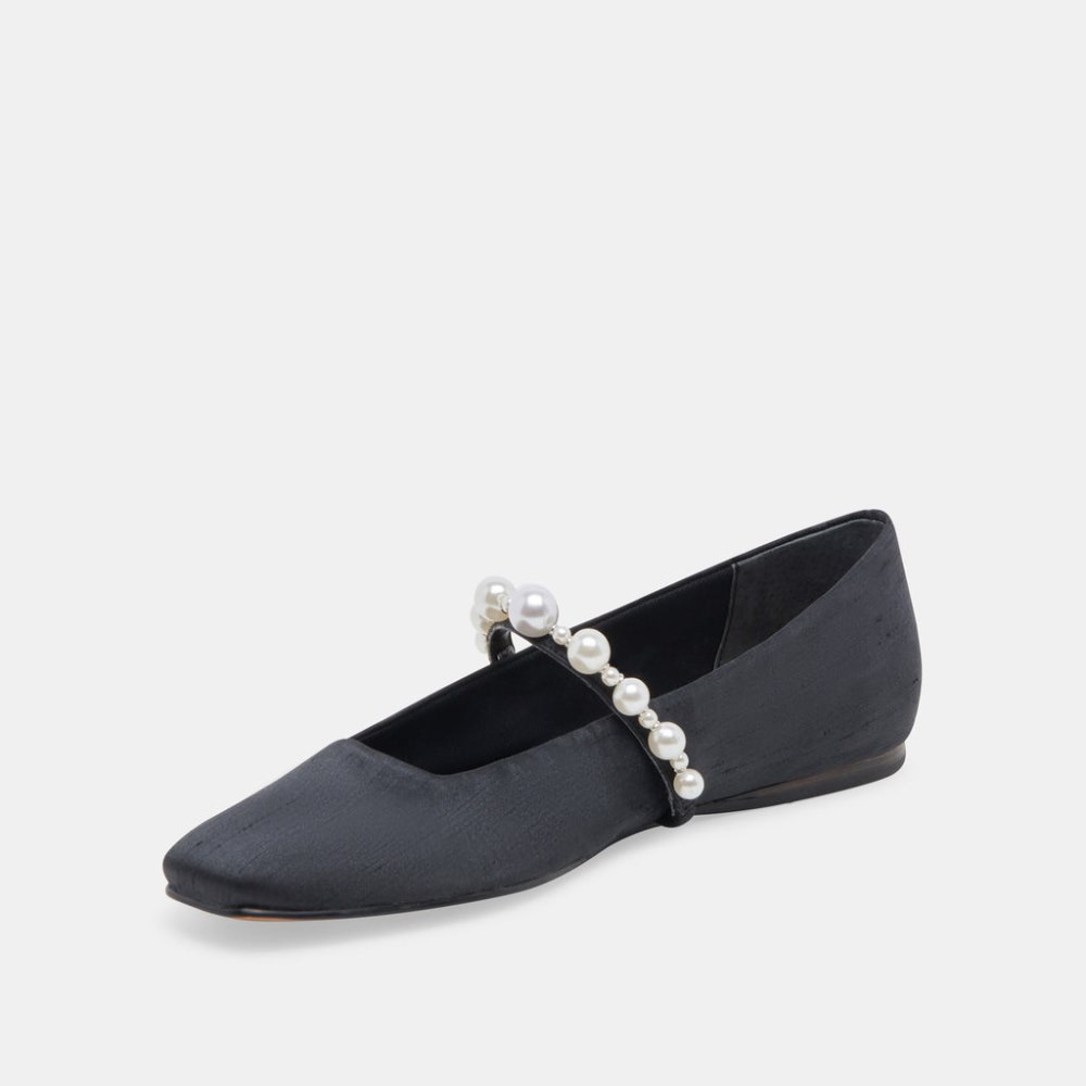 Dolce Vita Roxana Pearl Ballet Flats Onyx Satin