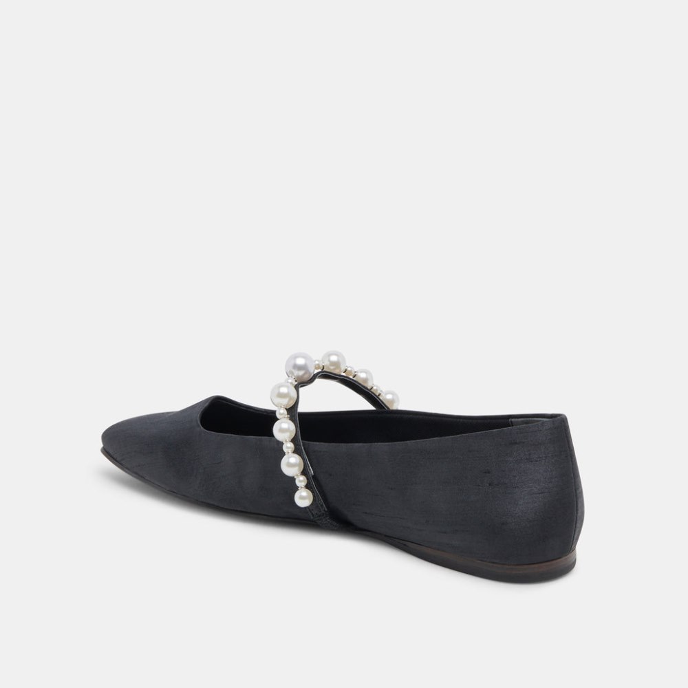 Dolce Vita Roxana Pearl Ballet Flats Onyx Satin