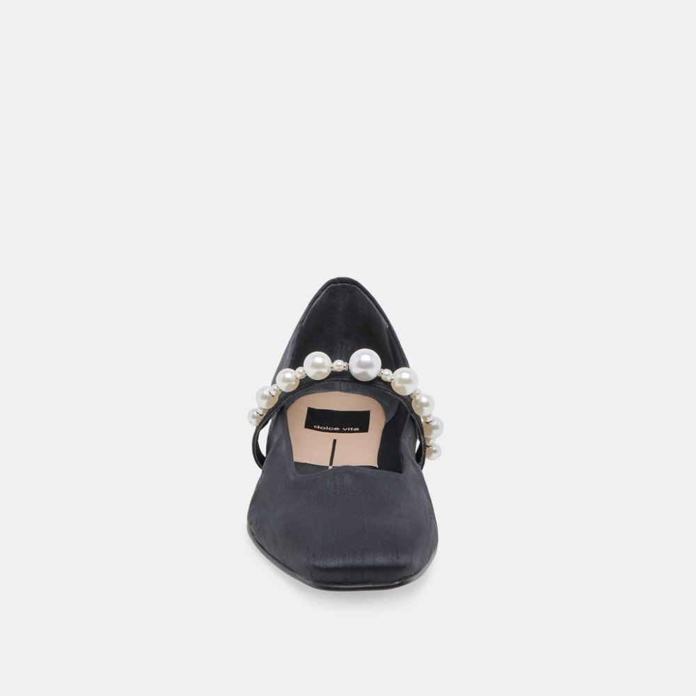 Dolce Vita Roxana Pearl Ballet Flats Onyx Satin