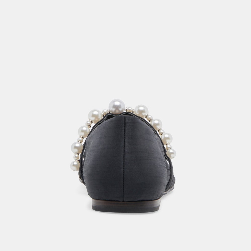 Dolce Vita Roxana Pearl Ballet Flats Onyx Satin