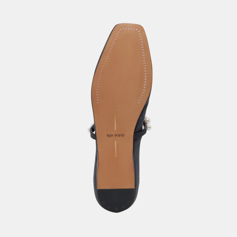 Dolce Vita Roxana Pearl Ballet Flats Onyx Satin