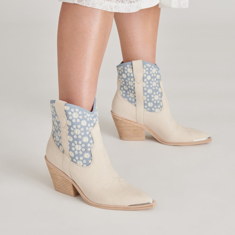 Dolce Vita Nashe Booties Blue Floral Nubuck
