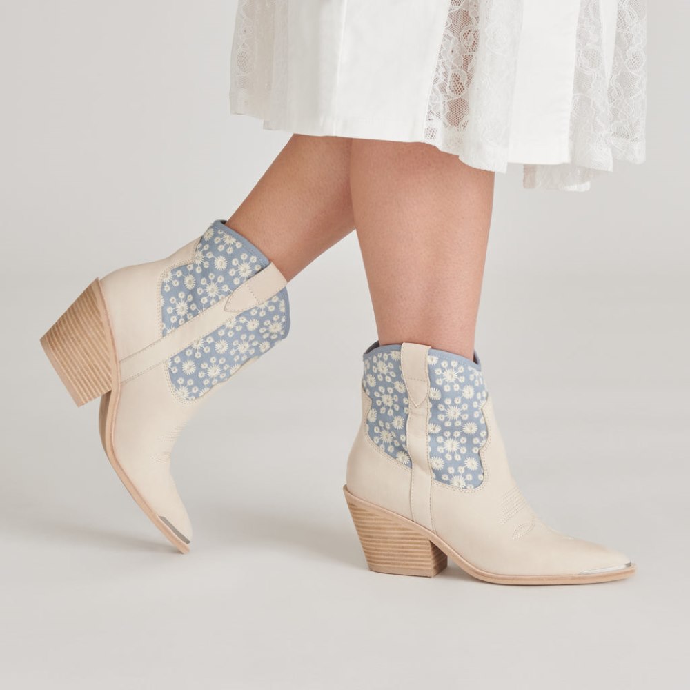 Dolce Vita Nashe Booties Blue Floral Nubuck