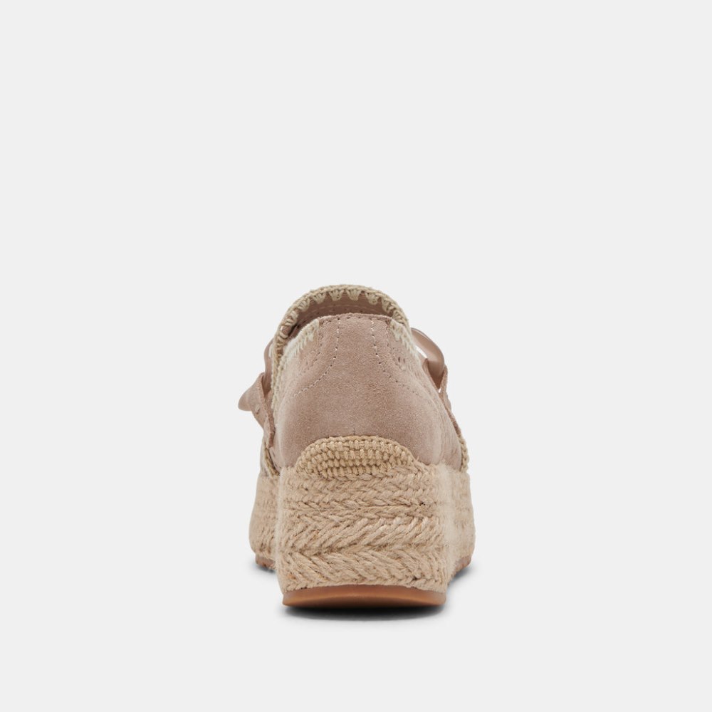 Dolce Vita Jhenee Espadrille Sneakers Taupe Perforated Suede