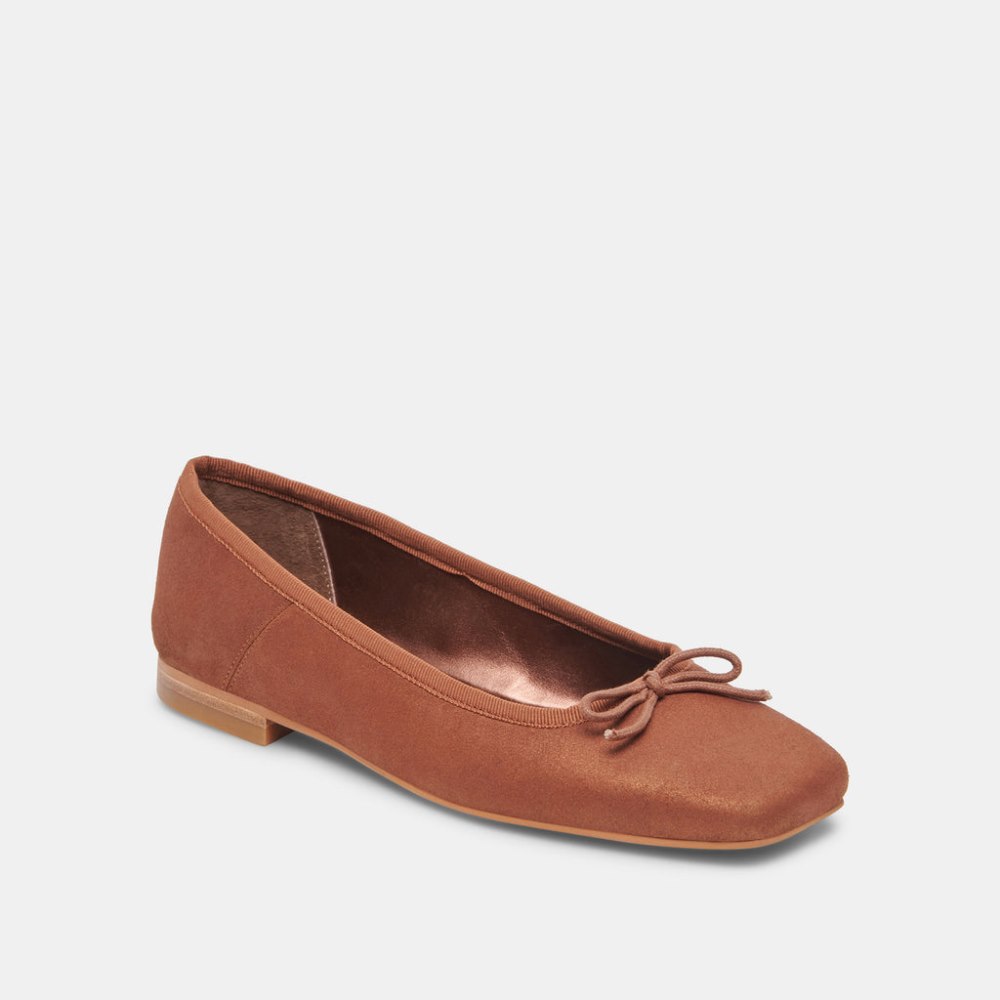Dolce Vita Anisa Wide Ballet Flats Copper Metallic Suede