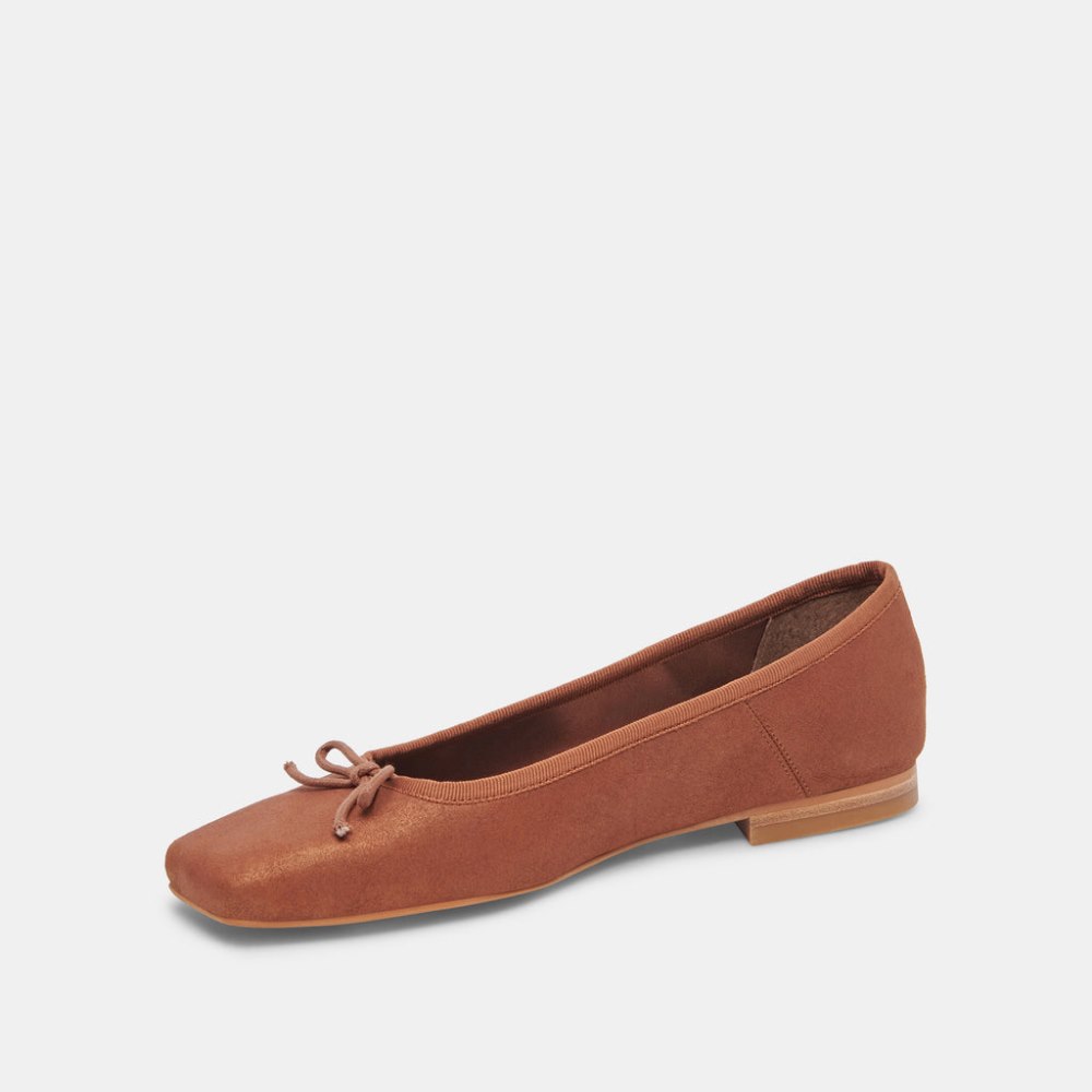 Dolce Vita Anisa Wide Ballet Flats Copper Metallic Suede