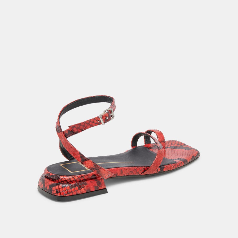 Dolce Vita Lexi Sandals Red Snake Embossed