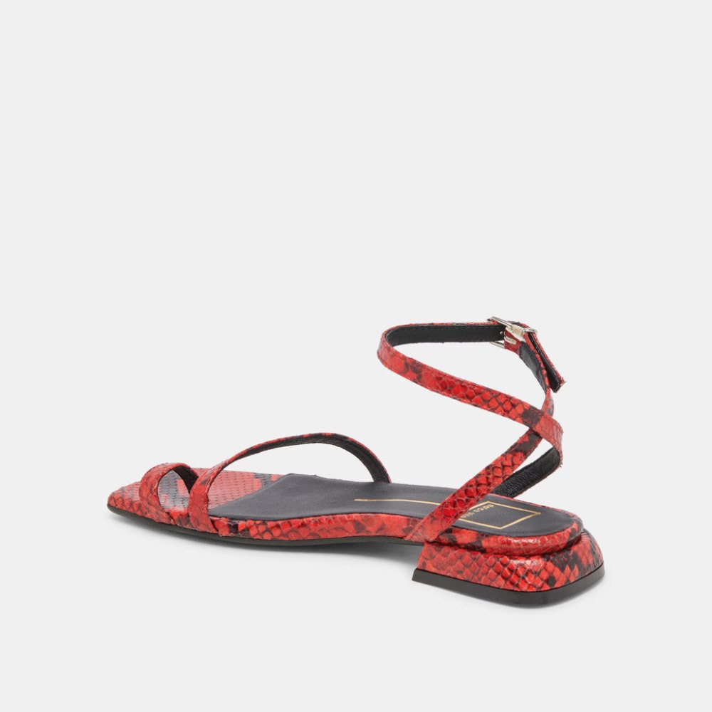 Dolce Vita Lexi Sandals Red Snake Embossed