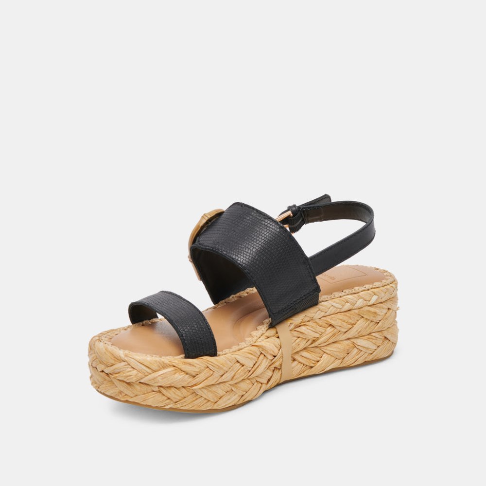Dolce Vita Chera Sandals Onyx Embossed Leather