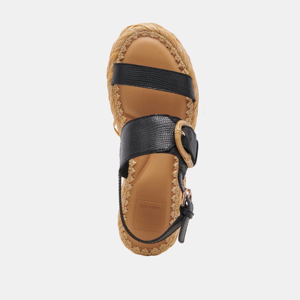 Dolce Vita Chera Sandals Onyx Embossed Leather