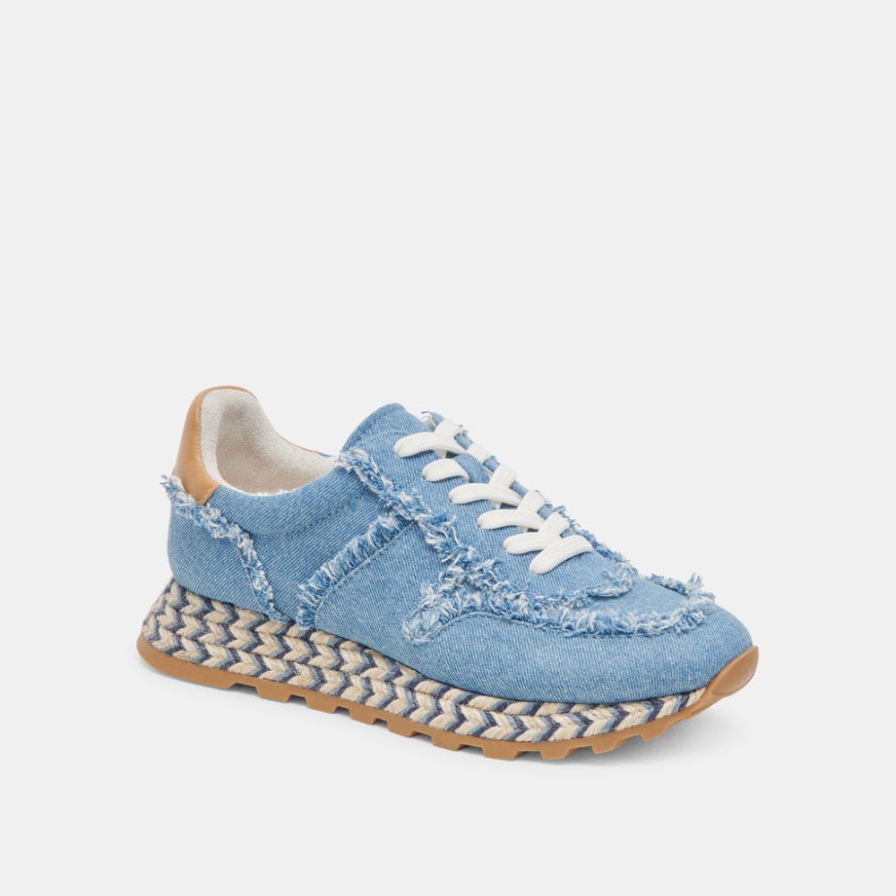 Dolce Vita Ayita Fray Sneakers Blue Denim