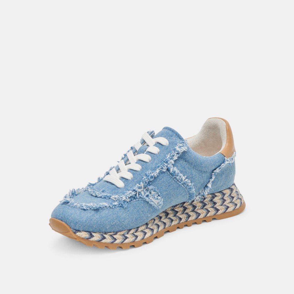 Dolce Vita Ayita Fray Sneakers Blue Denim