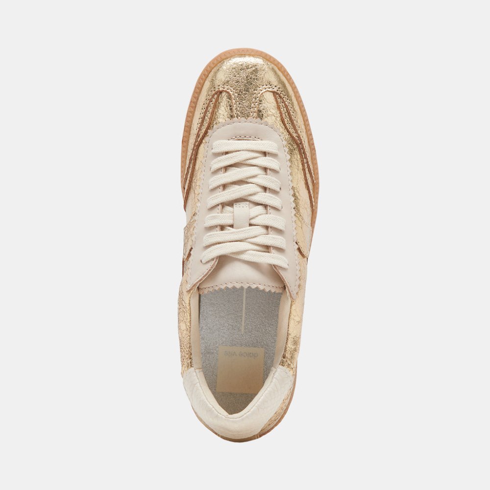 Dolce Vita Notice Wide Sneakers Gold Distressed Leather