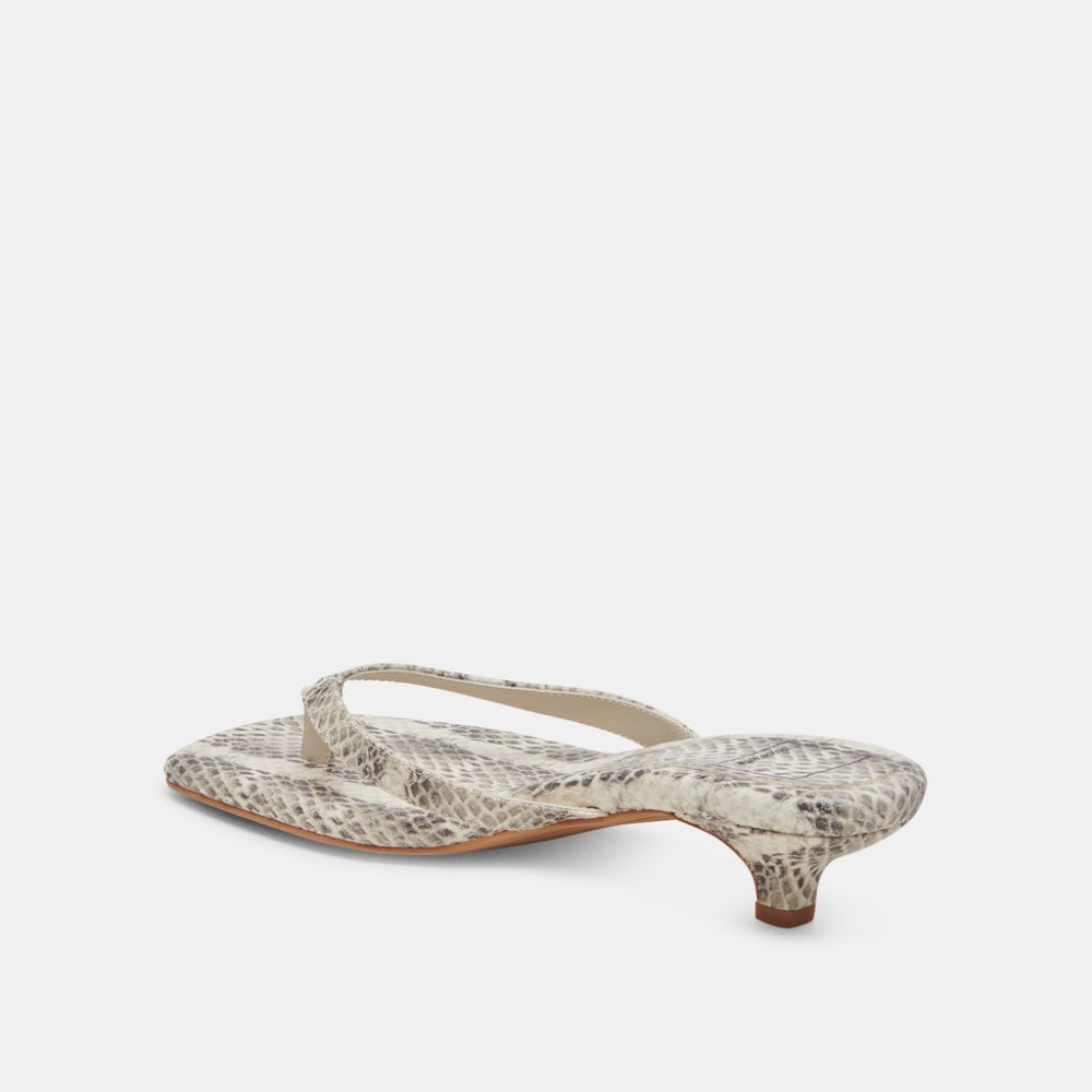 Dolce Vita Tasiah Sandals Grey White Embossed Leather