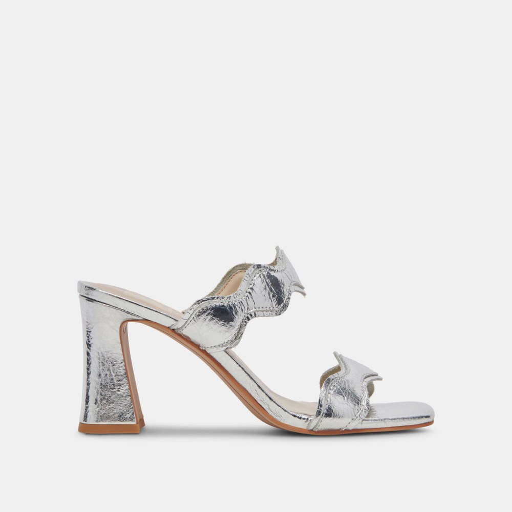 Dolce Vita Ilva Heels Silver Distressed Leather
