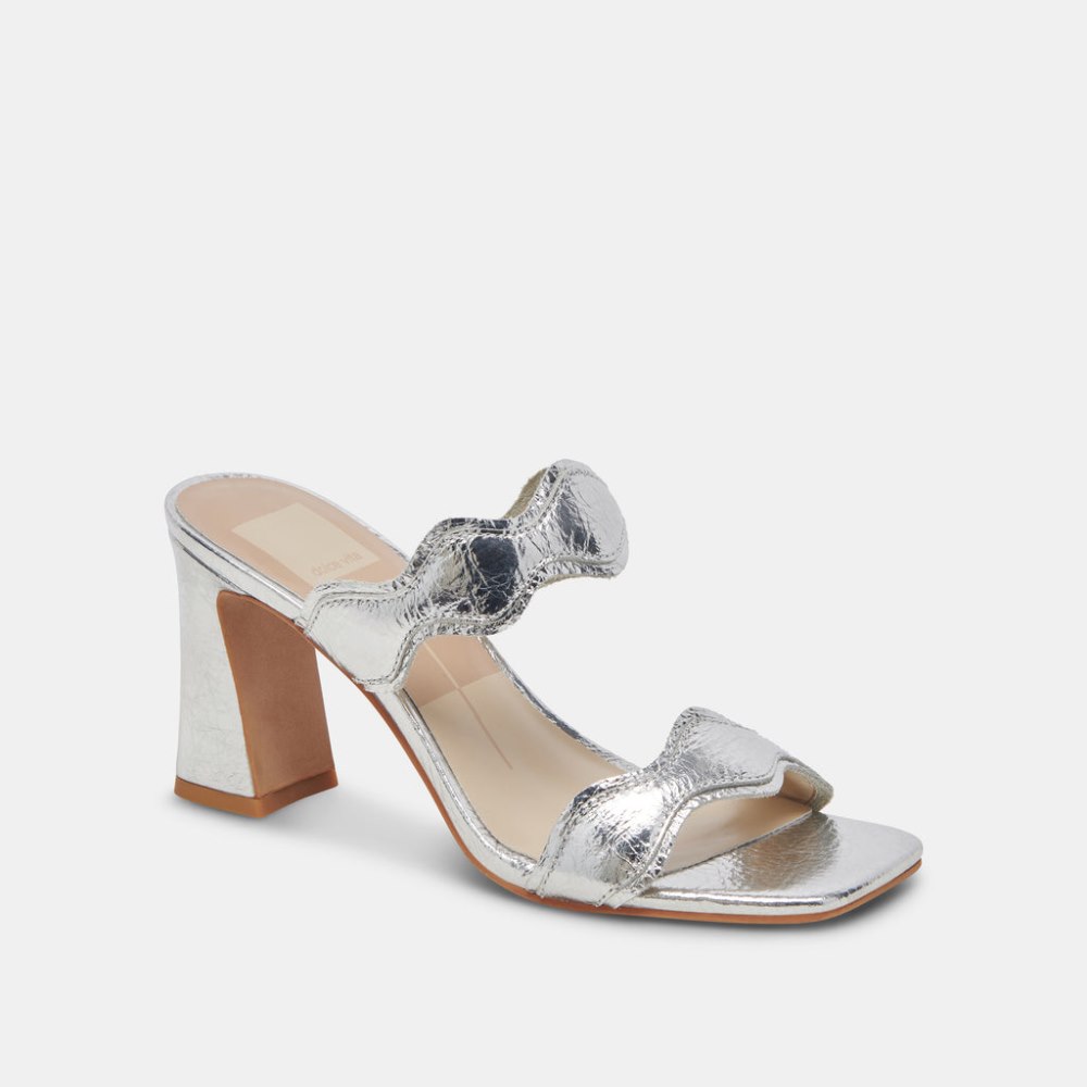 Dolce Vita Ilva Heels Silver Distressed Leather