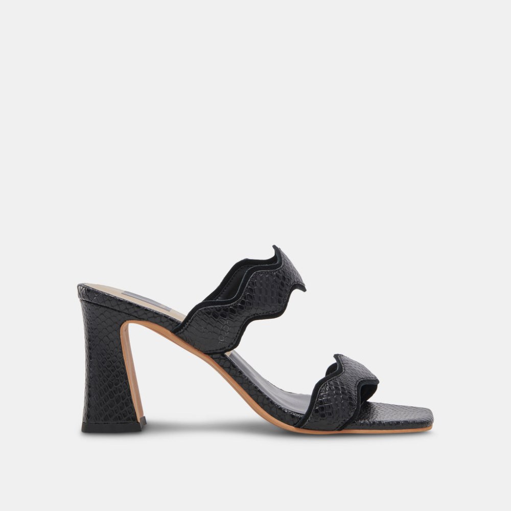 Dolce Vita Ilva Wide Heels Onyx Embossed Leather