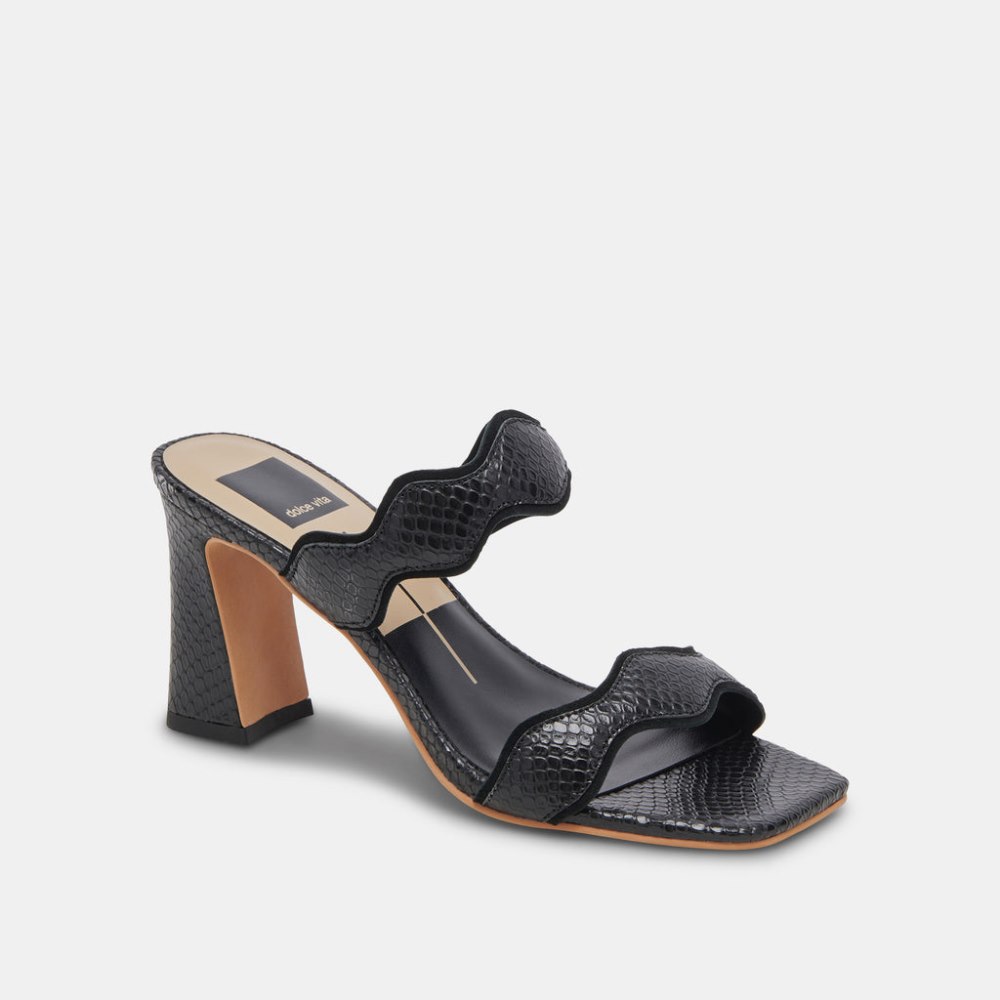 Dolce Vita Ilva Wide Heels Onyx Embossed Leather