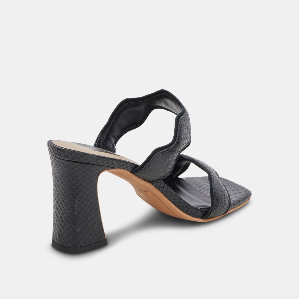 Dolce Vita Ilva Wide Heels Onyx Embossed Leather