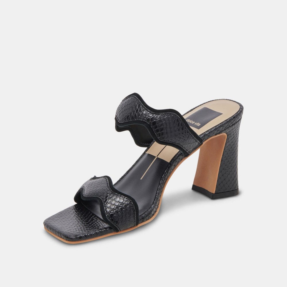 Dolce Vita Ilva Wide Heels Onyx Embossed Leather