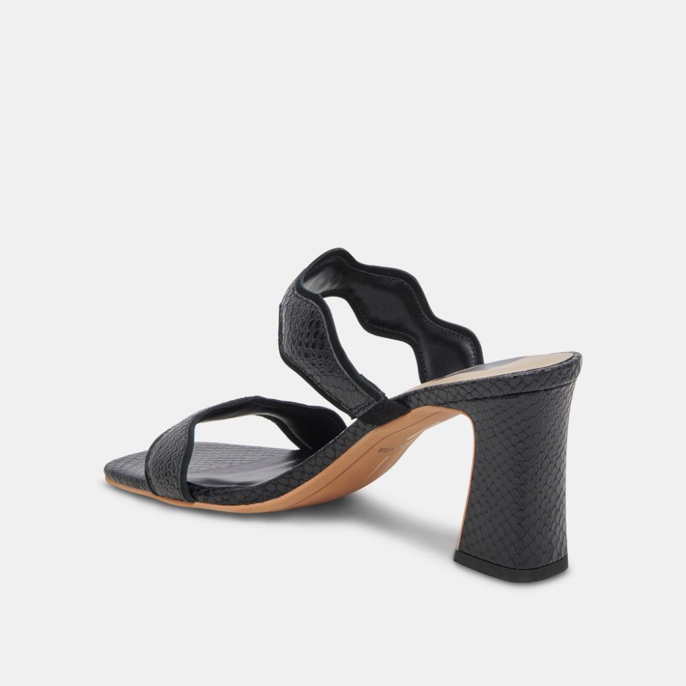 Dolce Vita Ilva Wide Heels Onyx Embossed Leather