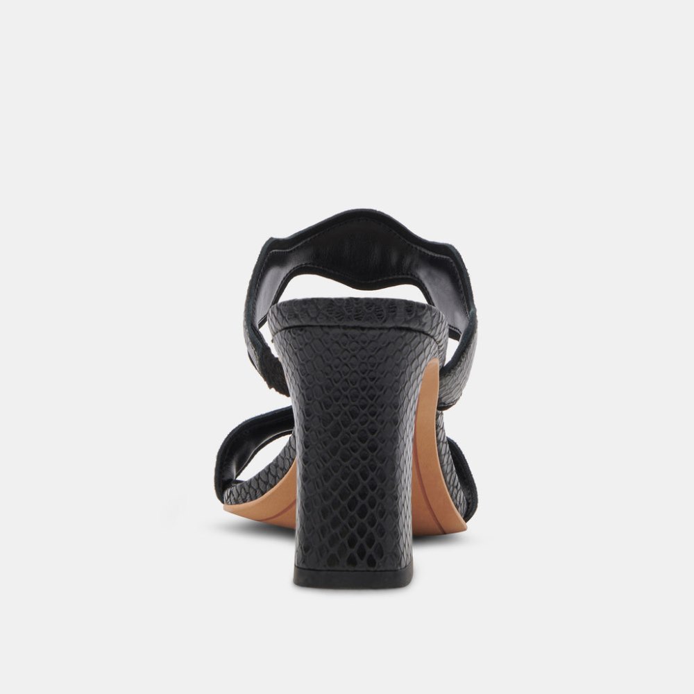 Dolce Vita Ilva Wide Heels Onyx Embossed Leather