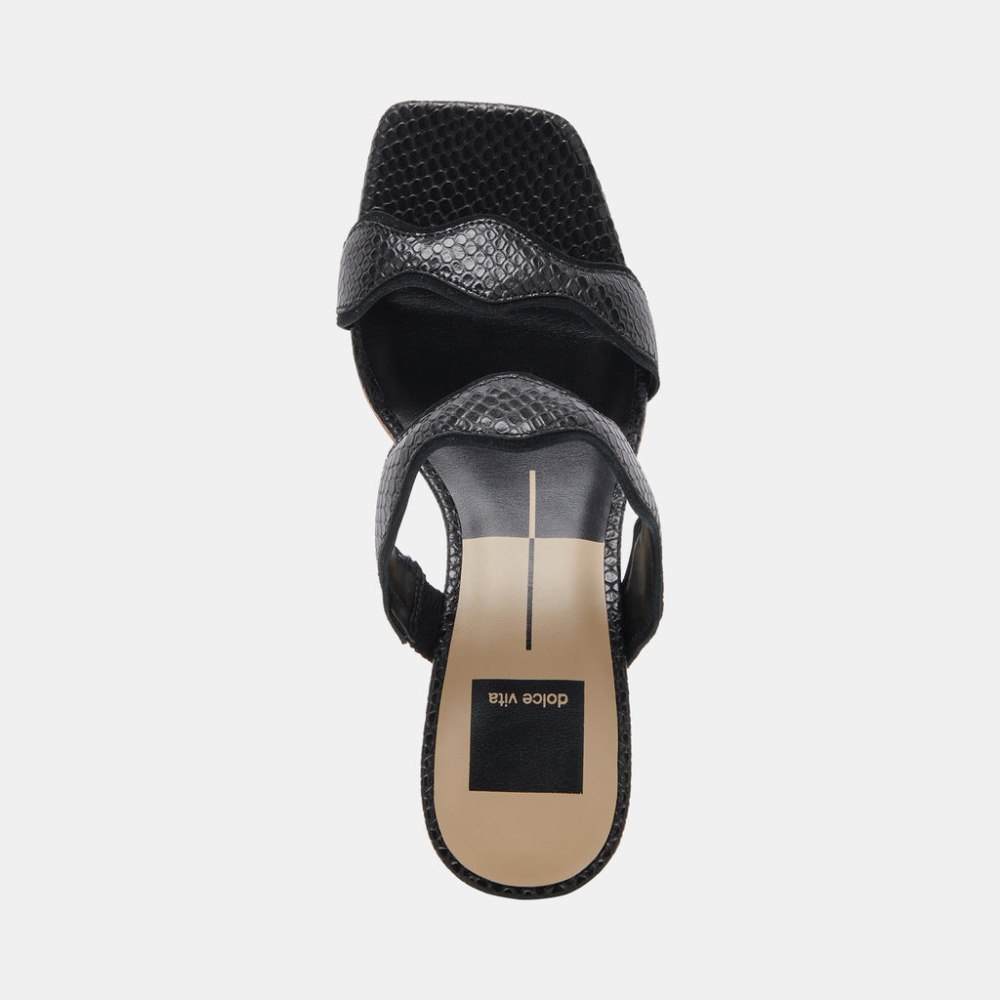 Dolce Vita Ilva Wide Heels Onyx Embossed Leather