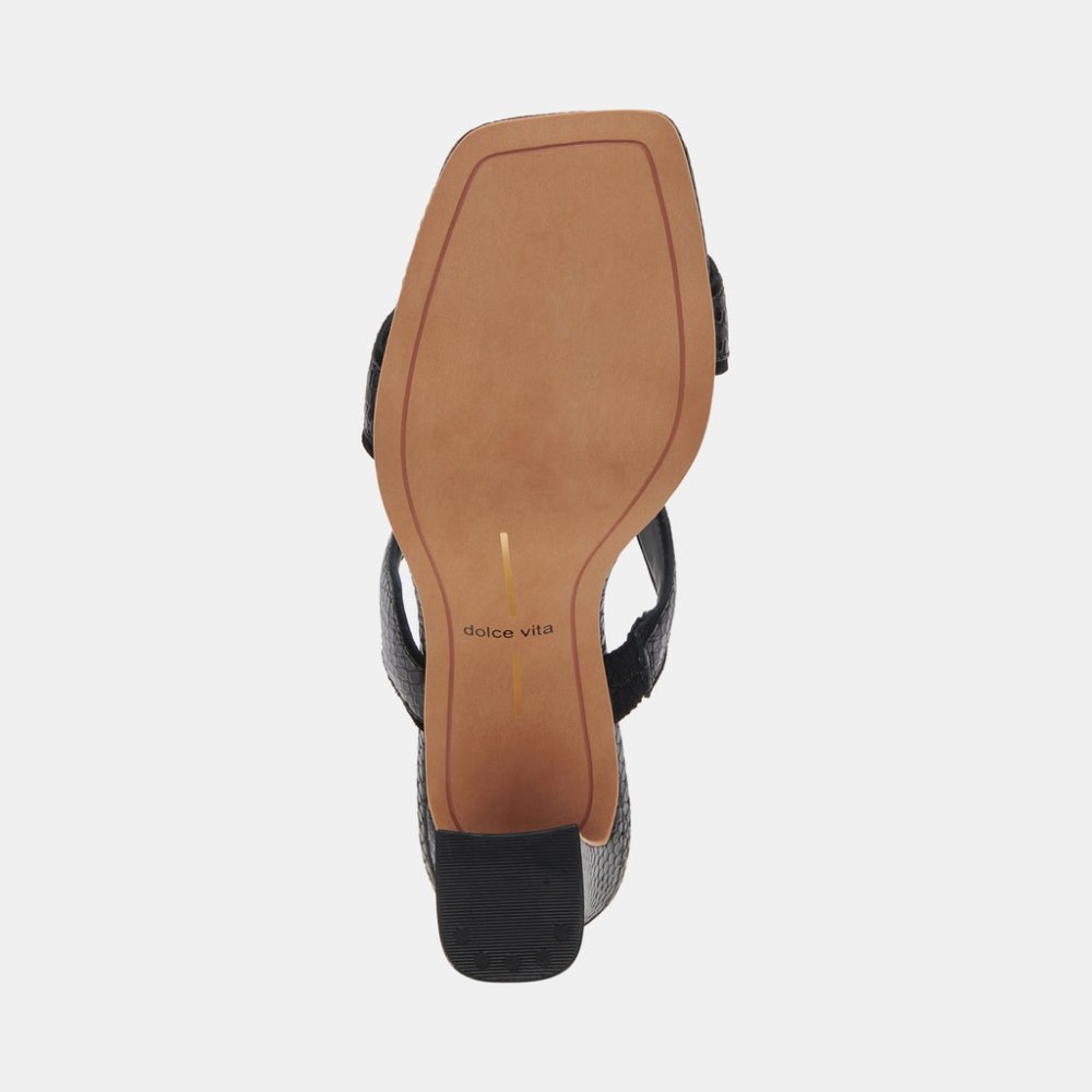 Dolce Vita Ilva Wide Heels Onyx Embossed Leather