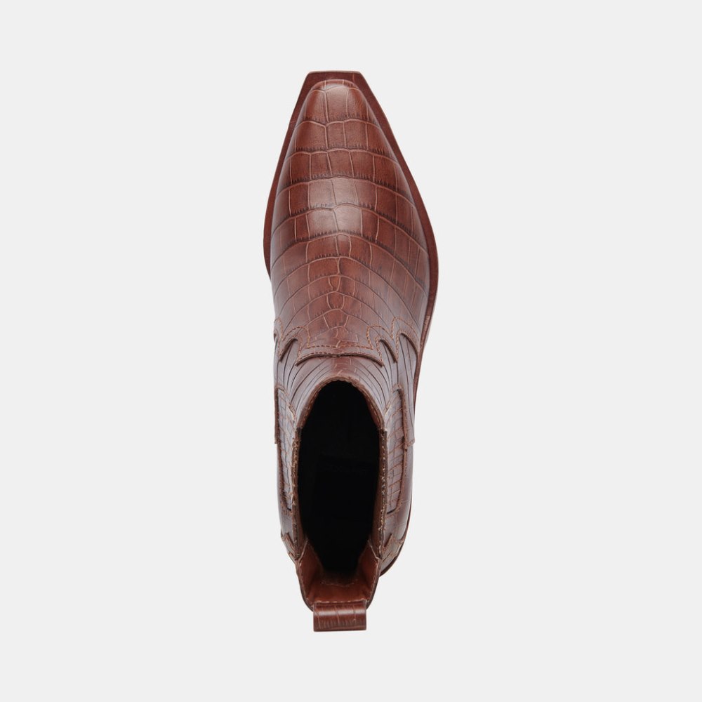 Dolce Vita Senna Booties Walnut Embossed Leather