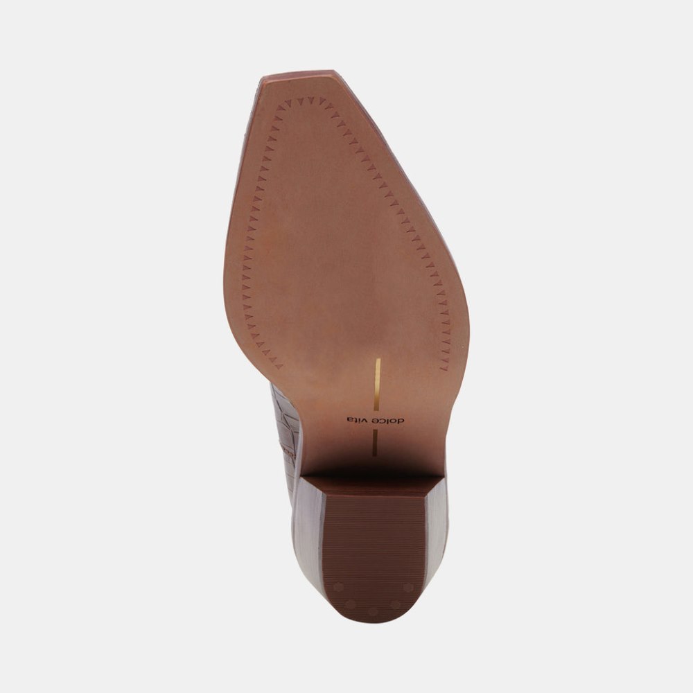 Dolce Vita Senna Booties Walnut Embossed Leather