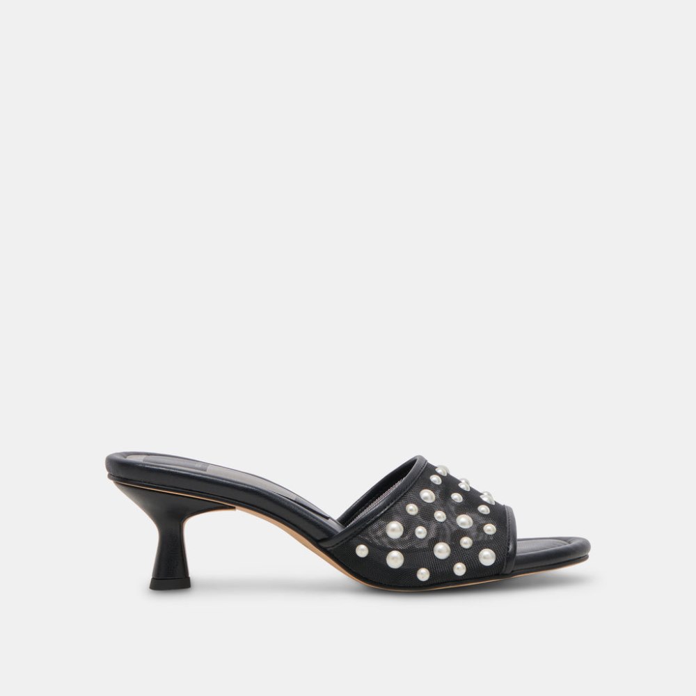 Dolce Vita Meeza Pearl Heels Onyx Mesh