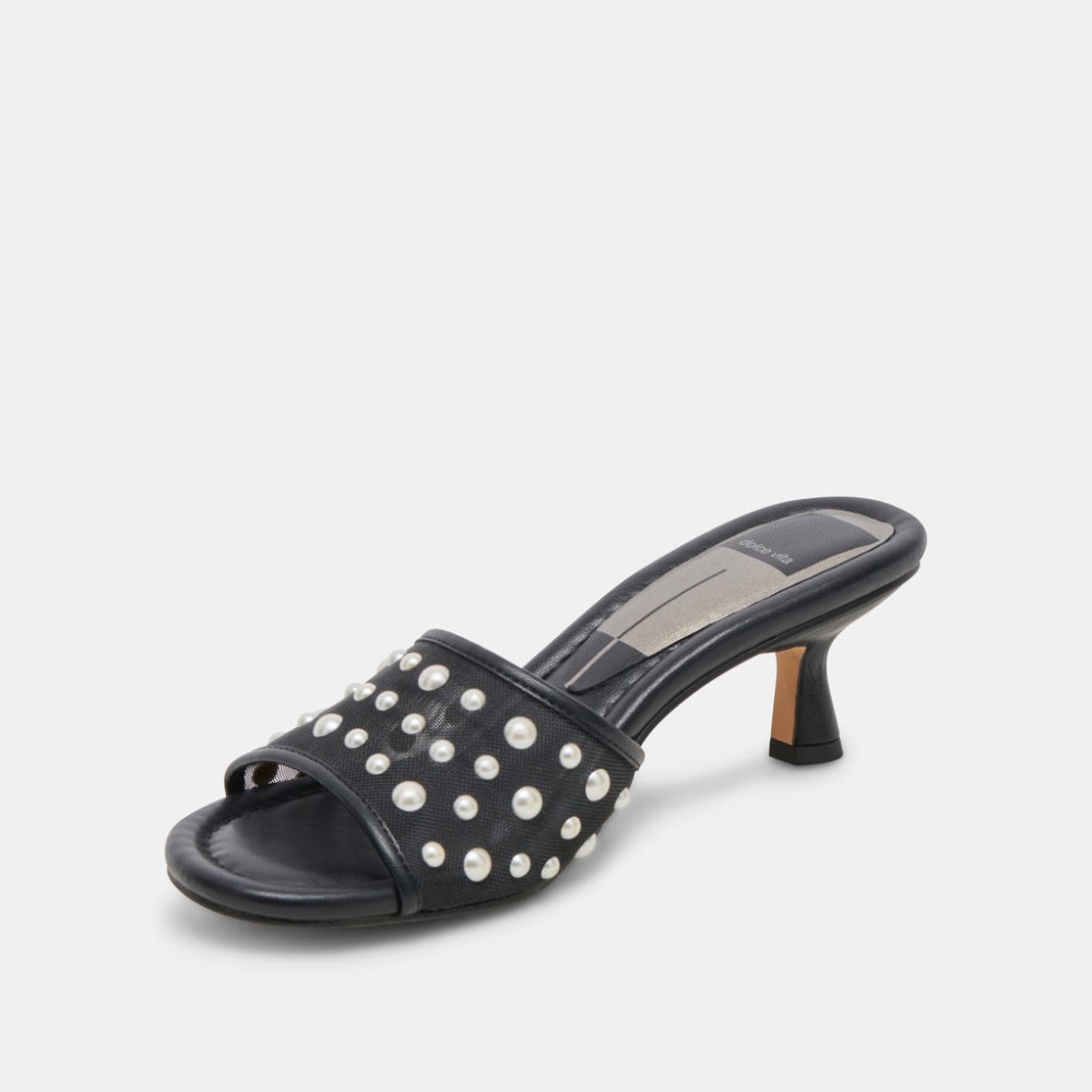 Dolce Vita Meeza Pearl Heels Onyx Mesh