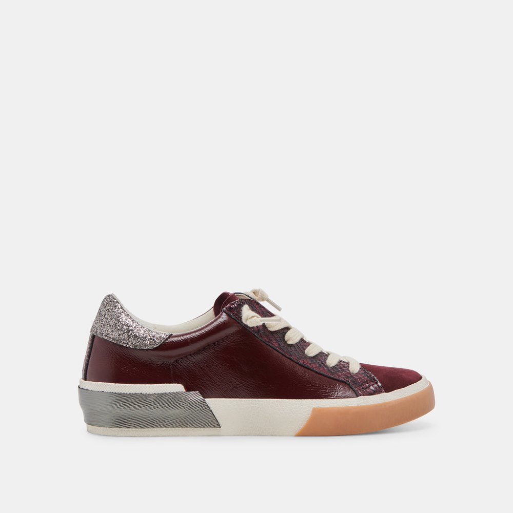 Dolce Vita Zina Sneakers Burgundy Crinkle Patent
