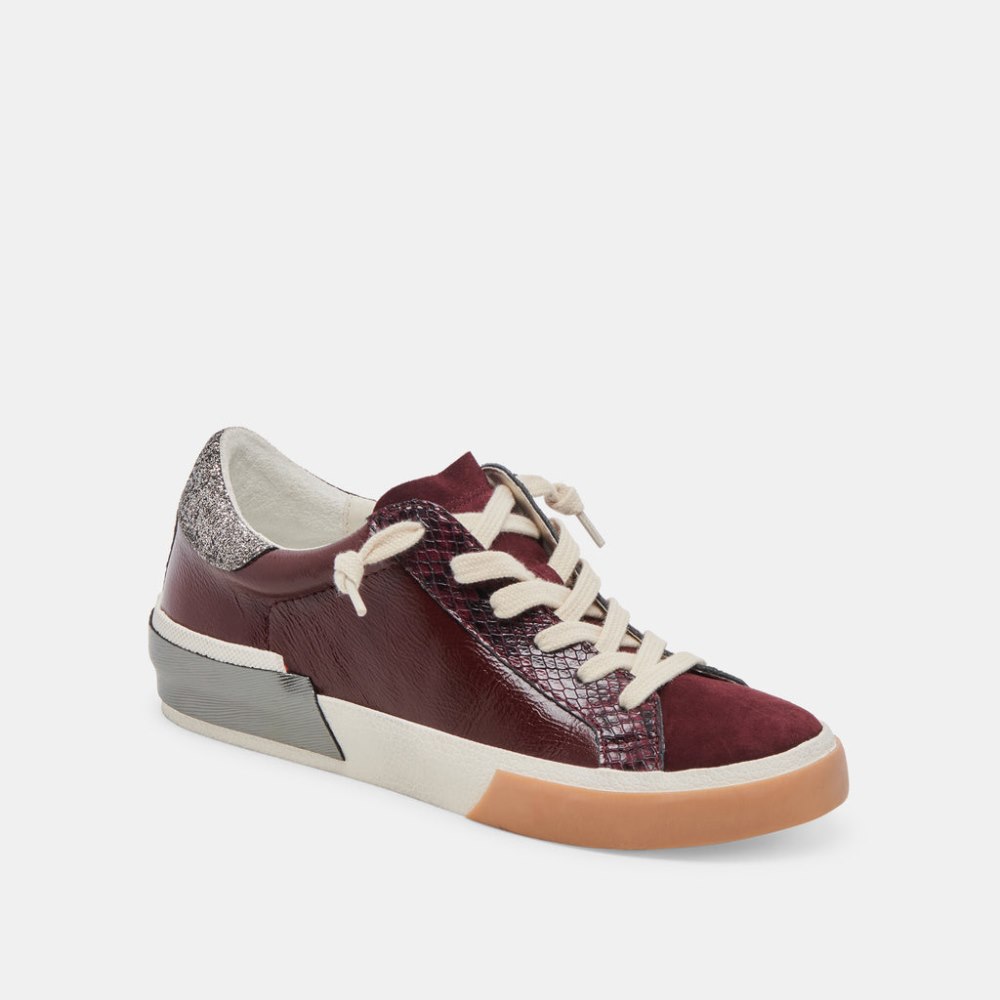 Dolce Vita Zina Sneakers Burgundy Crinkle Patent