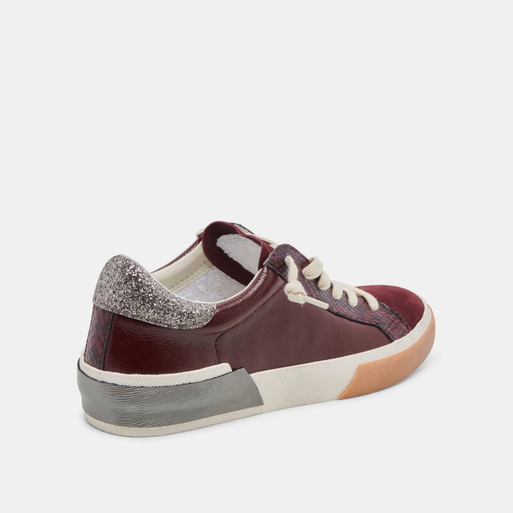 Dolce Vita Zina Sneakers Burgundy Crinkle Patent