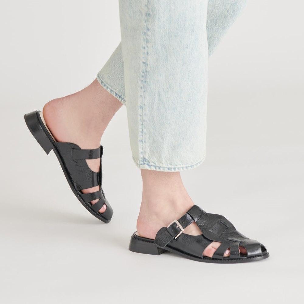 Dolce Vita Hippie Flats Midnight Crinkle Patent