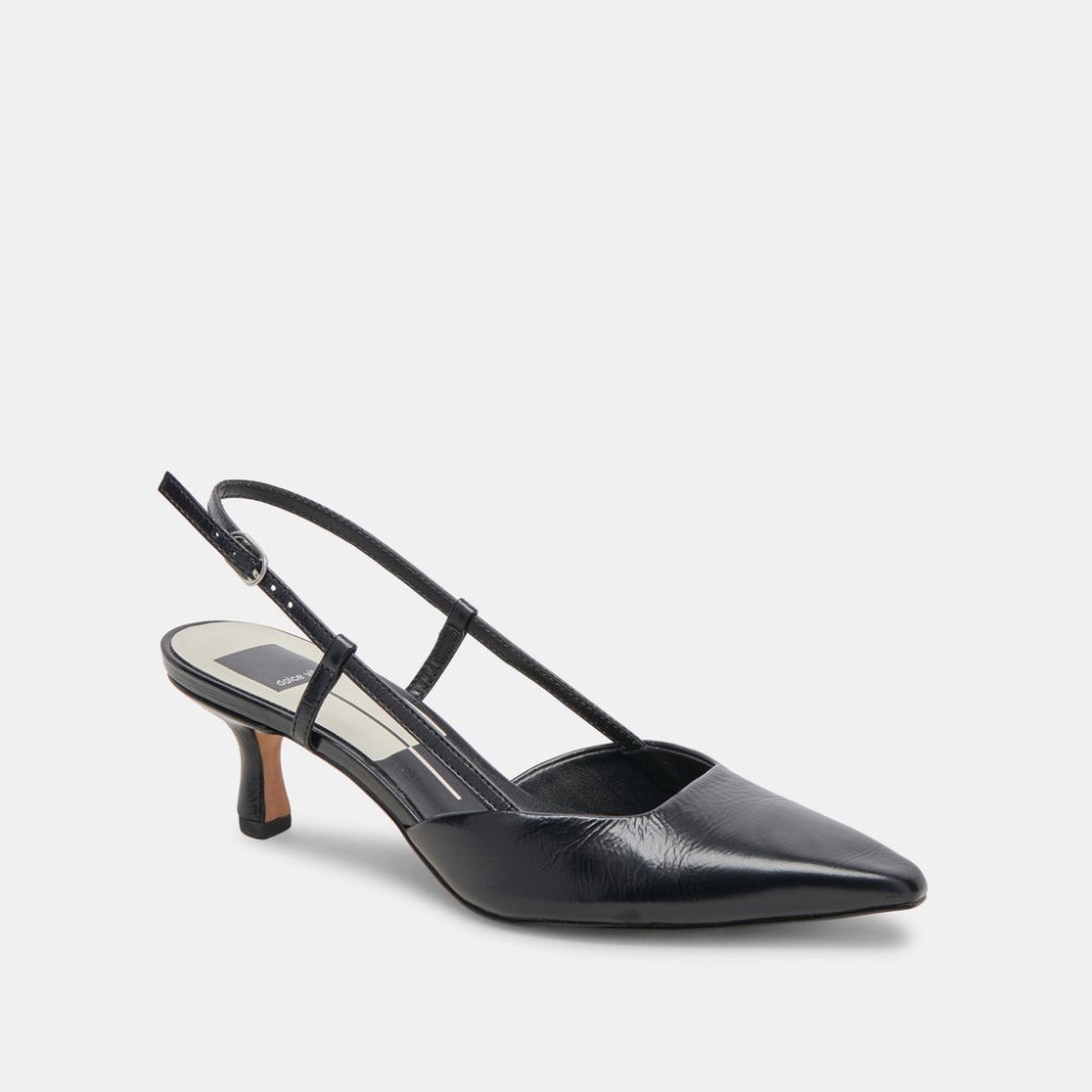 Dolce Vita Odela Wide Heels Midnight Crinkle Patent