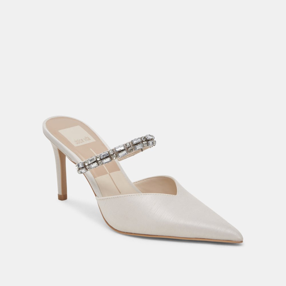 Dolce Vita Kanika Rhinestone Heels Off White Rhinestone
