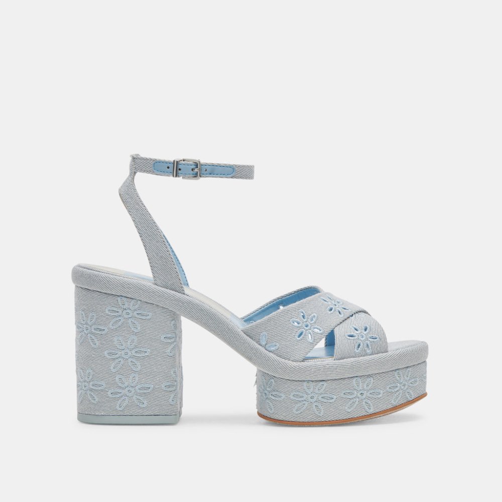 Dolce Vita Laisha Heels Light Blue Floral Eyelet