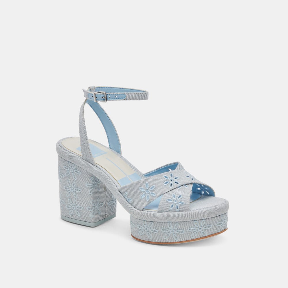 Dolce Vita Laisha Heels Light Blue Floral Eyelet