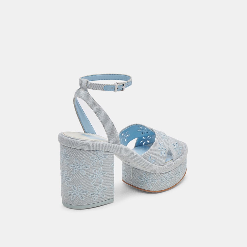 Dolce Vita Laisha Heels Light Blue Floral Eyelet