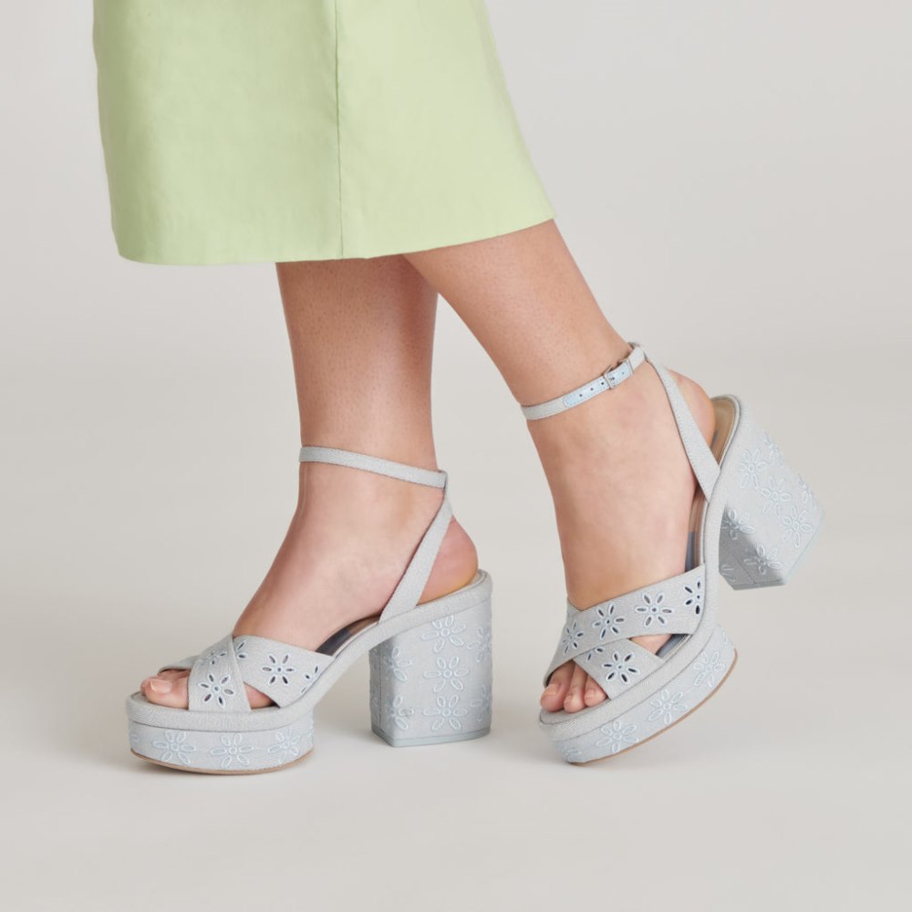 Dolce Vita Laisha Heels Light Blue Floral Eyelet
