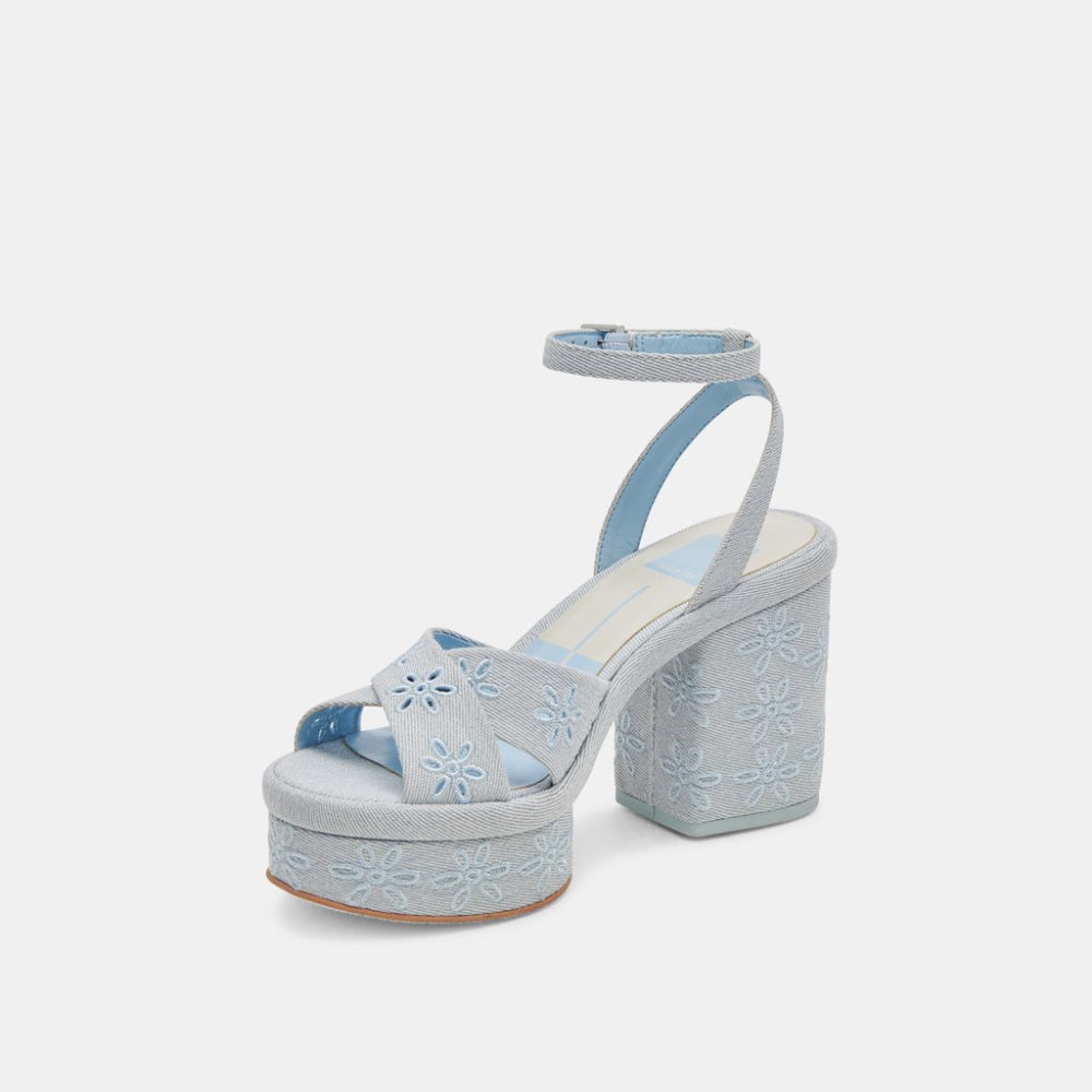 Dolce Vita Laisha Heels Light Blue Floral Eyelet