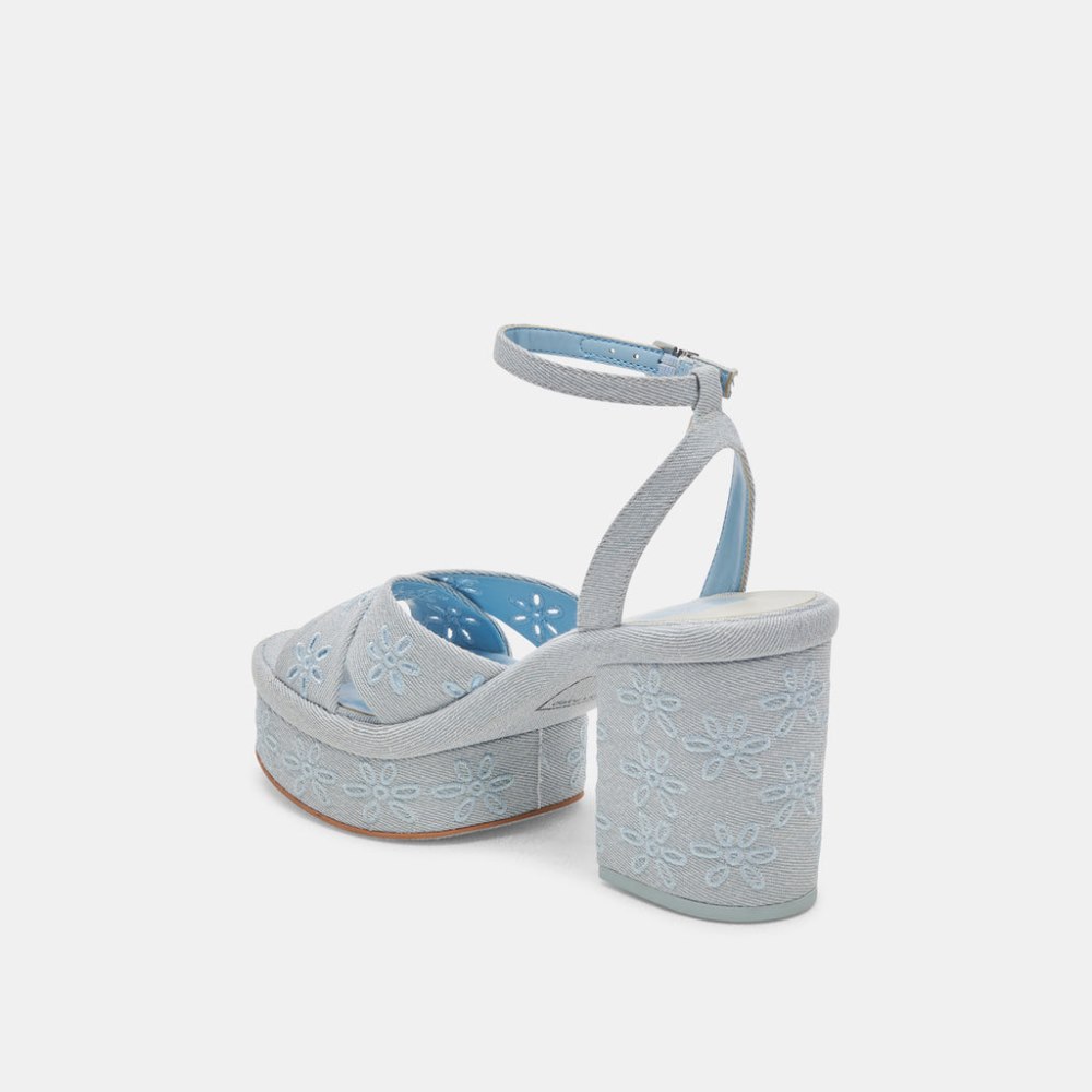 Dolce Vita Laisha Heels Light Blue Floral Eyelet