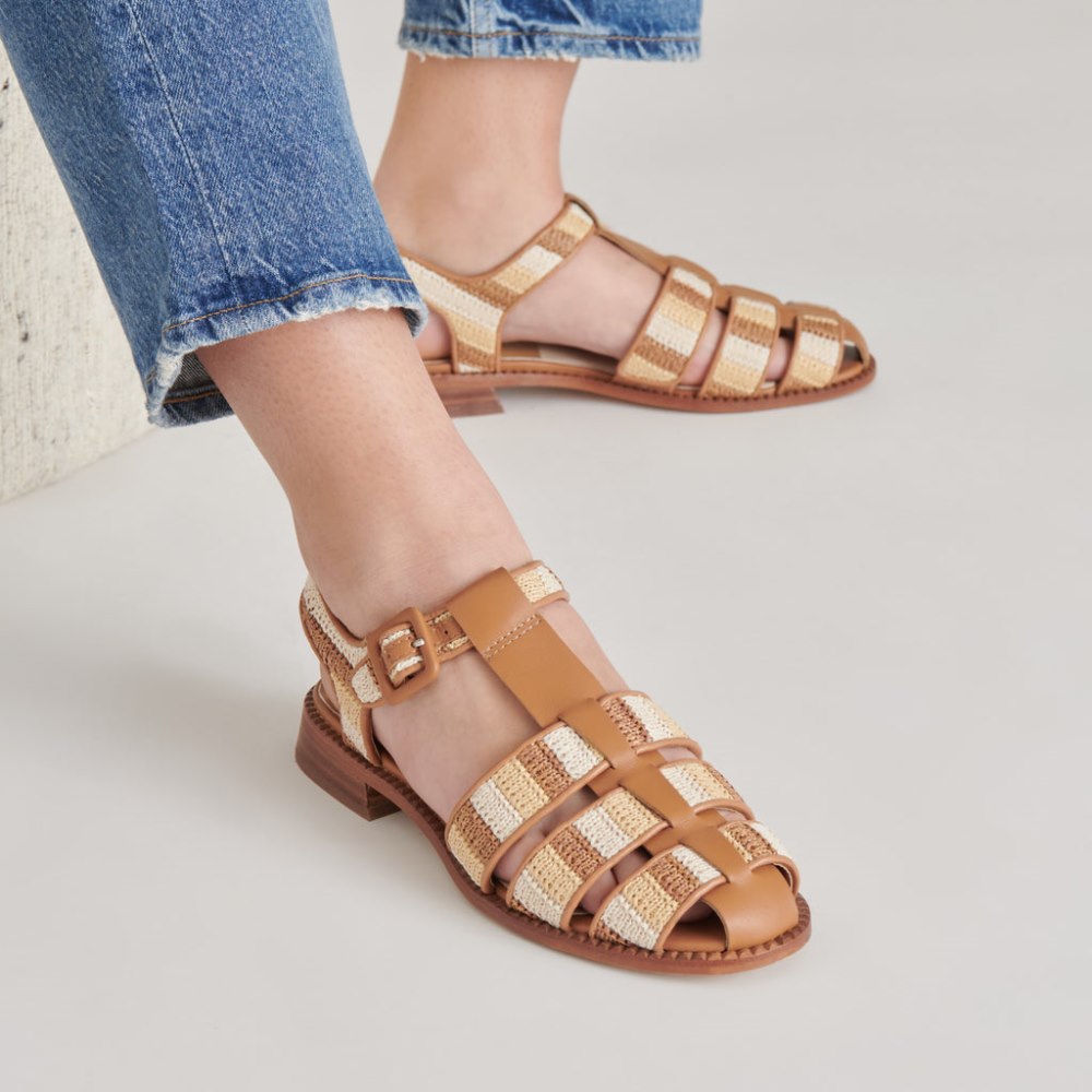 Dolce Vita Holis Sandals Tan Multi Raffia
