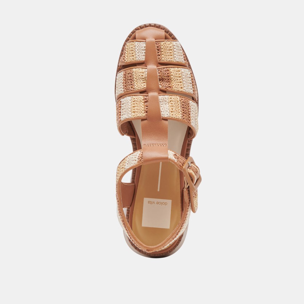 Dolce Vita Holis Sandals Tan Multi Raffia