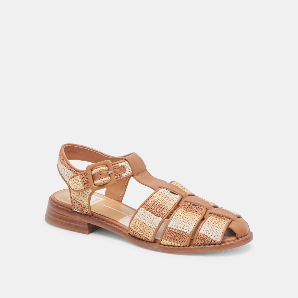 Dolce Vita Holis Sandals Tan Multi Raffia