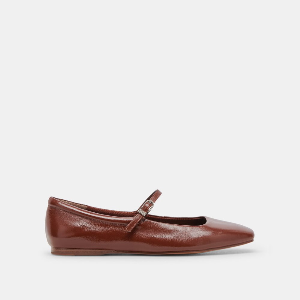 Dolce Vita Reyes Ballet Flats Brown Crinkle Patent