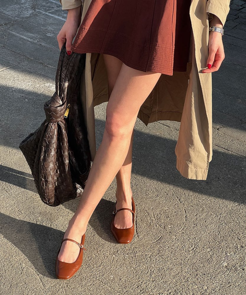 Dolce Vita Reyes Ballet Flats Brown Crinkle Patent